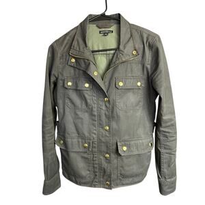 J.Crew Mercantile Resin Coated Twill Field Jacket Womens S 27584 Olive Cargo